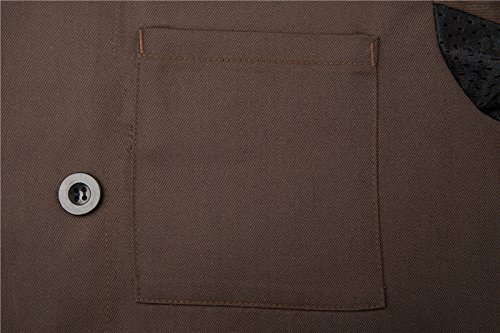 Chaqueta de Chef Cocina Uniforme Manga Corta Marrón