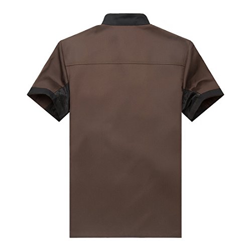 Chaqueta de Chef Cocina Uniforme Manga Corta Marrón