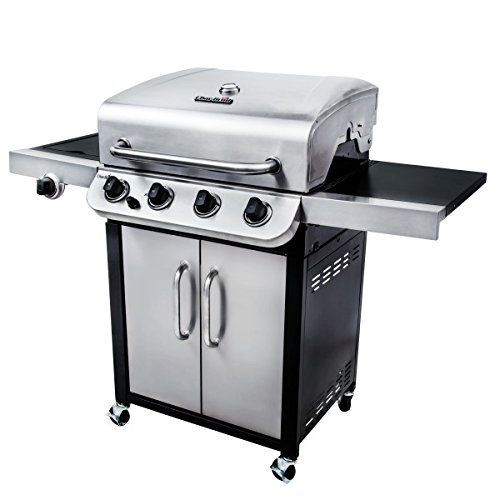 Char-Broil Convective Serie 440S: barbacoa de gas de cuatro quemadores con quemador lateral, acabado en acero inoxidable.