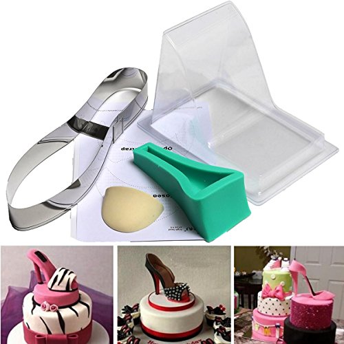 ChaRLes Zapato De Tacón Alto Kit Pan Silicona Fondant Molde Boda Pastel Decoración Plantilla Molde Molde