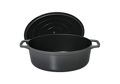 Chasseur Cazador Ovalado para Olla, Hierro esmaltado, Caviar, 33 cm