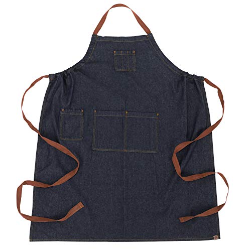 Chef obras ab036-ibl-0 Memphis Azul Babero Delantal, color azul
