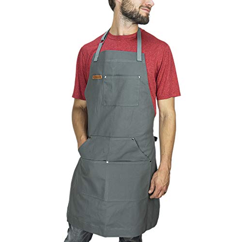 Chef Pomodoro Delantal de Cocina – Top Chef Recomendado – Bolsillos Ajustables, Baberos – Diseñado para el hogar, Barbacoa, Uso en la Parrilla