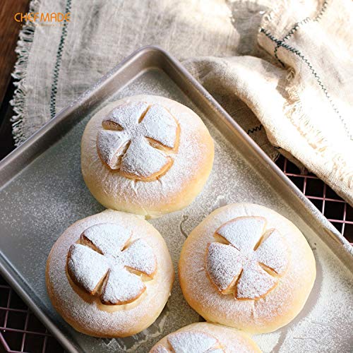 CHEFMADE Sartén para Hornear con Borde de 17 Pulgadas, sartén Antiadherente de Acero al Carbono para Galletas para Horno Asar Carne Pan gelatina Rollo Battenberg Pizzas Pasteles 12"x 17"(Oro champán)