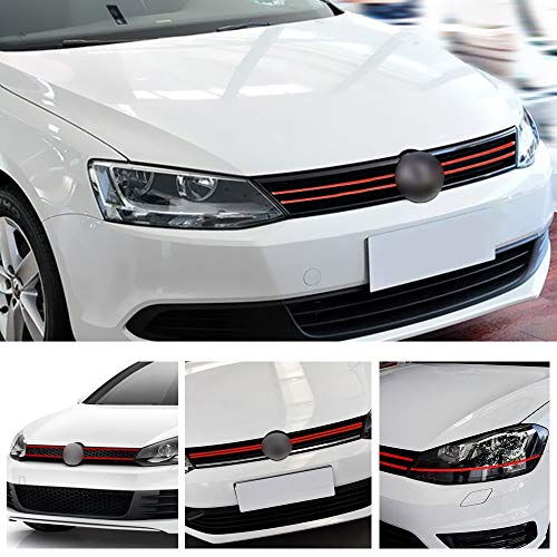 Chengxin Car Decals Car Styling Auto de la decoración Coche de la Tira engomada reflexiva Etiquetas Delantera de la Capilla Grille Adhesivos para el Golf 6 7 Tiguan (Color : Red)
