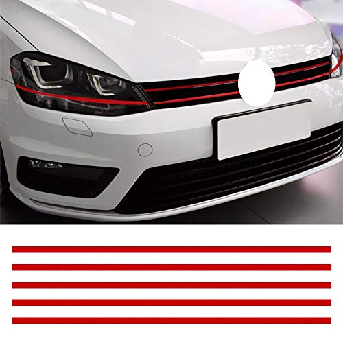Chengxin Car Decals Car Styling Auto de la decoración Coche de la Tira engomada reflexiva Etiquetas Delantera de la Capilla Grille Adhesivos para el Golf 6 7 Tiguan (Color : Red)