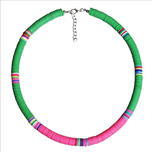 CHENPING 20 De Color Collar Collar Arcilla De Polímero De Colores De Los Granos De Cerámica Suaves De Surf Regalos Hechos A Mano De Cuello (Length : Other, Metal Color : S 8mm)