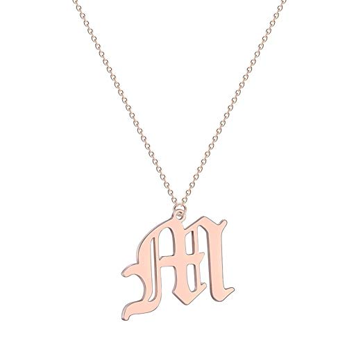 chenyou Antiguo Inglés Letra M Colgante Collar Plata Acero Inoxidable Alfabeto Nombre Collar Día de la Madre Regalo Mujer niña para (Metal Color : Rose Gold Color)