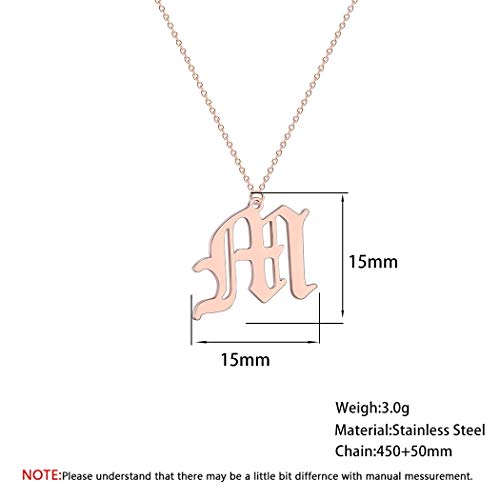 chenyou Antiguo Inglés Letra M Colgante Collar Plata Acero Inoxidable Alfabeto Nombre Collar Día de la Madre Regalo Mujer niña para (Metal Color : Rose Gold Color)