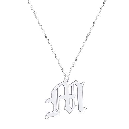 chenyou Antiguo Inglés Letra M Colgante Collar Plata Acero Inoxidable Alfabeto Nombre Collar Día de la Madre Regalo Mujer niña para (Metal Color : Rose Gold Color)