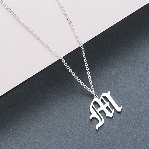 chenyou Antiguo Inglés Letra M Colgante Collar Plata Acero Inoxidable Alfabeto Nombre Collar Día de la Madre Regalo Mujer niña para (Metal Color : Rose Gold Color)