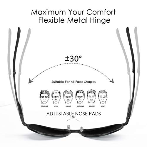CHEREEKI Gafas de sol Hombre polarizadas, Gafas de Sol Aviador Hombres Mujeres Protección UV400 para Conducción Verano Deportes Moda Gafas de sol (Oscuro-Gris)
