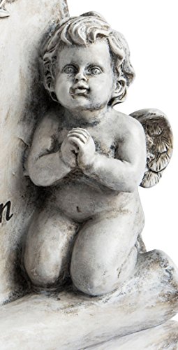 CHICCIE Pergamino con ángel y Reposo en Paz – 22 cm Figura de Piedra Ángel