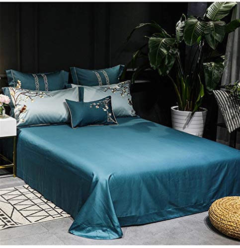 Chihen Nuevo Bordado Chino de Cuatro Piezas de Flores y pájaros 60 Funda de edredón de satén de algodón de Fibra Larga Ropa de Cama de algodón Transpirable