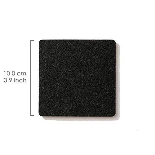chillify – Juego de 8 Posavasos de diseño en Fieltro con Caja de Almacenamiento – Lavables, absorbentes, Antideslizantes y Resistentes al Calor – Protección de Mesa – Cuadrados, 10 x 10 cm, Negros