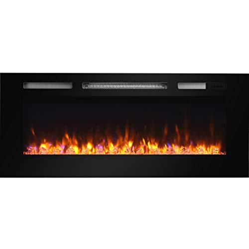 Chimenea eléctrico Hawnby, E141R 220/240Vac, 1&2kW, troncos de árboles & Cristal, Control remoto programable de 7 días (48")