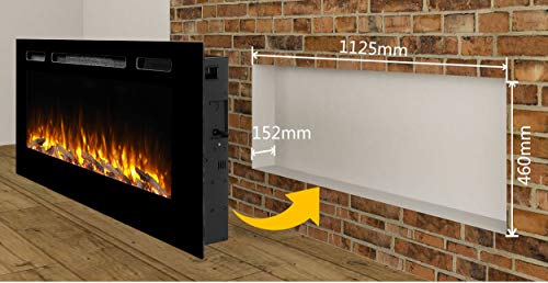 Chimenea eléctrico Hawnby, E141R 220/240Vac, 1&2kW, troncos de árboles & Cristal, Control remoto programable de 7 días (48")