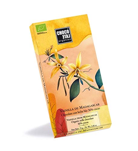Chocolate Orgániko - Chocolate con leche 36% cacao con vainilla de Madagascar BIO 70 g - Caja de: 12 unidades