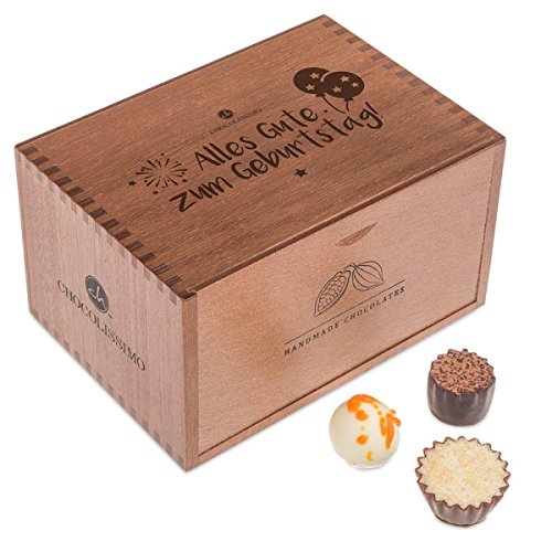Chocolaterie - Geburtstag - 20 exclusivos Surtido de Pralinés | bombones Praliné | regalo en caja de madera | sabores | Chocolate | Cumpleaños | Mujer | Hombre | Amiga | Padre | Madre | Dulces