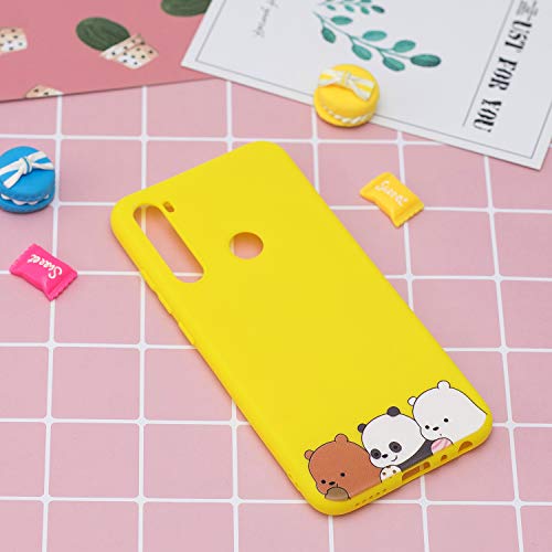 ChoosEU Compatible con Funda Xiaomi Redmi Note 8T Silicona Dibujos Oso Panda Carcasas para Chicas Mujer Niño, Case Blando Resistente Antigolpes Cover Caso Cordón con Correa - Pandas Amarillos