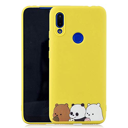 ChoosEU Compatible para Funda Xiaomi Redmi Note 7 Silicona Dibujos Oso Panda Carcasas para Chicas Mujer Niño, Case Blando Resistente Antigolpes Cover Caso Cordón con Correa - Pandas Amarillos