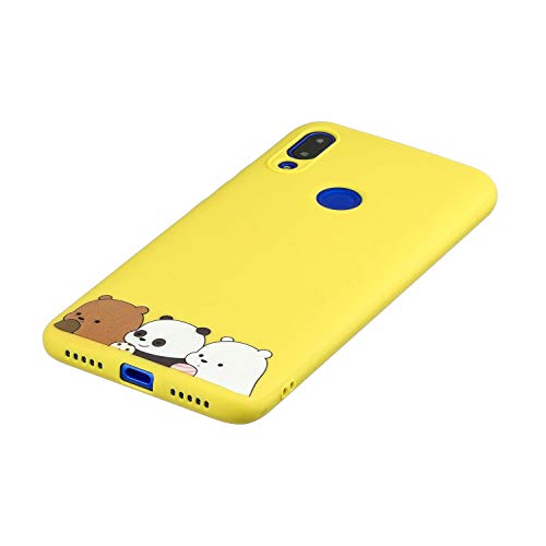 ChoosEU Compatible para Funda Xiaomi Redmi Note 7 Silicona Dibujos Oso Panda Carcasas para Chicas Mujer Niño, Case Blando Resistente Antigolpes Cover Caso Cordón con Correa - Pandas Amarillos