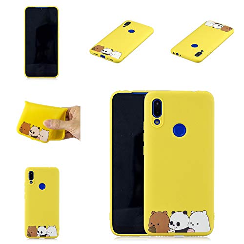 ChoosEU Compatible para Funda Xiaomi Redmi Note 7 Silicona Dibujos Oso Panda Carcasas para Chicas Mujer Niño, Case Blando Resistente Antigolpes Cover Caso Cordón con Correa - Pandas Amarillos