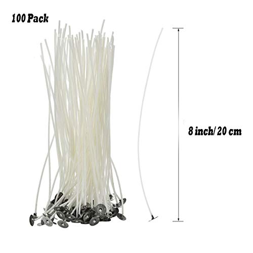 Chougui - Kit para hacer velas (incluye macetero doble, 100 mechas de vela preenceradas, 60 unidades de pegatinas para mecha con dispositivo de centrado de mecha