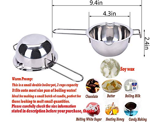 Chougui - Kit para hacer velas (incluye macetero doble, 100 mechas de vela preenceradas, 60 unidades de pegatinas para mecha con dispositivo de centrado de mecha