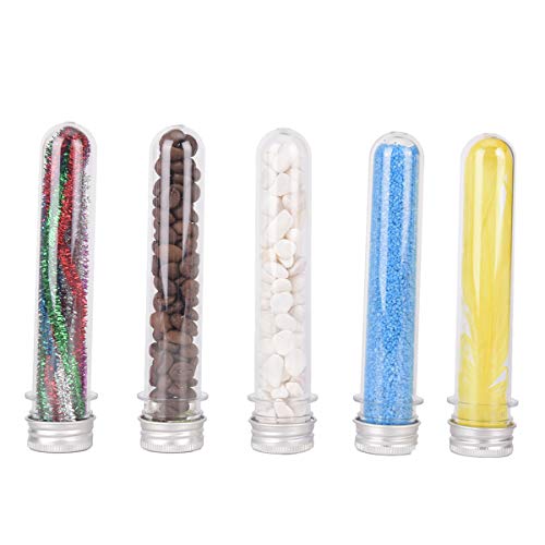 Chougui - Tubo de ensayo de plástico con tapas, 25 x 140 mm, 15 unidades, 40 ml, tubo de prueba de golosinas, para fiestas, suministros de laboratorio