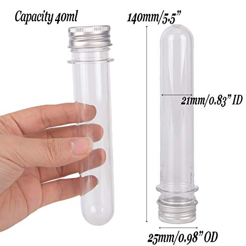 Chougui - Tubo de ensayo de plástico con tapas, 25 x 140 mm, 15 unidades, 40 ml, tubo de prueba de golosinas, para fiestas, suministros de laboratorio
