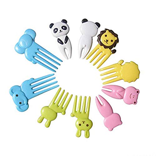 Chowcencen 10 Piezas de la Historieta Linda Pequeña Niños Animal Horquilla 10 Piezas de Fruta Horquillas de plástico Niños Bento Decoración de Accesorios