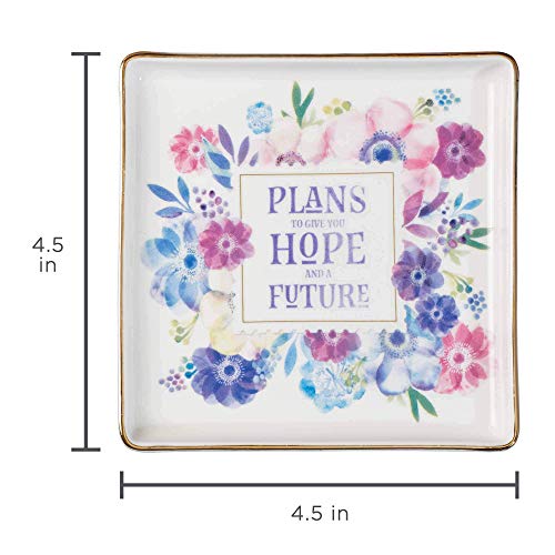 Christian Art Gifts Hope and Future - Bandeja para Abalorios 29:11, colección Floral Pastel