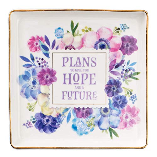 Christian Art Gifts Hope and Future - Bandeja para Abalorios 29:11, colección Floral Pastel
