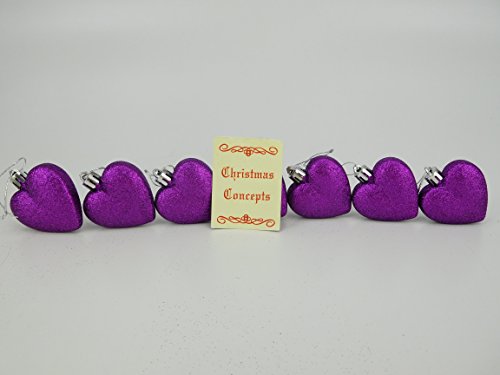 CHRISTMAS CONCEPTS LTD 8 x 60 mm Brillo púrpura en Forma de corazón del árbol de Navidad de Las chucherías