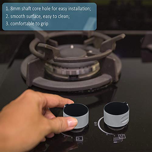 chudian 10pcs 8mm Perillas de Control Perillas de Cocina, Mandos Botones Cocina Gas Metal Botones de Control para Todas las Marcas de Horno, Cocina y Placa de Cocina (Negras)