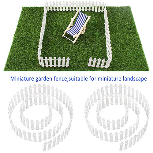 chudian 2pcs Mini Valla Flexible de Madera en Miniatura Jardín, 90cm x 5cm Vallas de Juguete para Jardín de Casa de Muñecas Micro Planta Decoraciones Bricolaje (Blanca)
