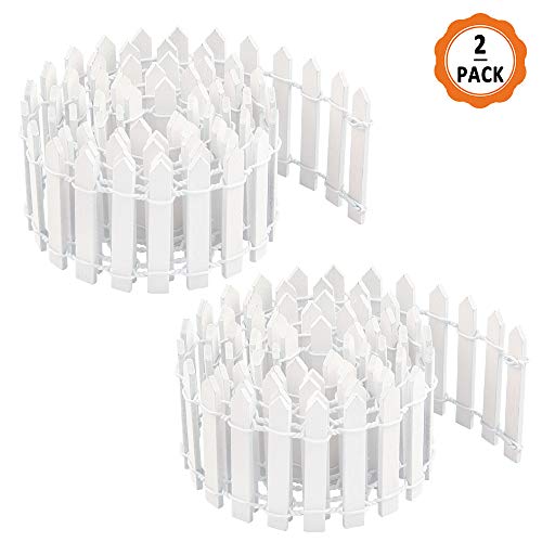 chudian 2pcs Mini Valla Flexible de Madera en Miniatura Jardín, 90cm x 5cm Vallas de Juguete para Jardín de Casa de Muñecas Micro Planta Decoraciones Bricolaje (Blanca)