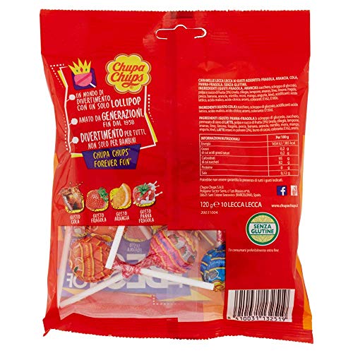Chupa Chups - Lollipops - Caramelos, 6 paquetes de 10 piruletas