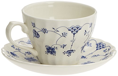 Churchill Estuche 2 Tazas con platillo 21Cl Finlandia, Loza Inglesa, Blanco y Azul, 0.92 cm, 2 Unidades