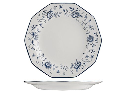 Churchill Rose Earthware - Vajilla (18 piezas), color blanco y azul