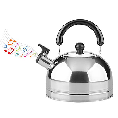 Chutoral acero inoxidable silbante hervidor de inducción, cocina de gas, tetera de acero inoxidable pulido espejo (2L)