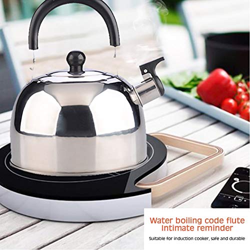 Chutoral acero inoxidable silbante hervidor de inducción, cocina de gas, tetera de acero inoxidable pulido espejo (2L)