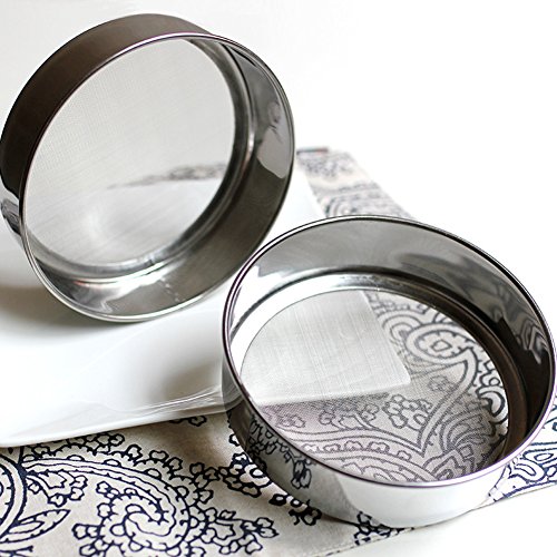 Chytaii 2pcs Tamiz de Harina Redonda Colador Cedazo Malla Harina de Acero Inoxidable Colador de Malla Tamiz Intercambiable Diámetro 15cm