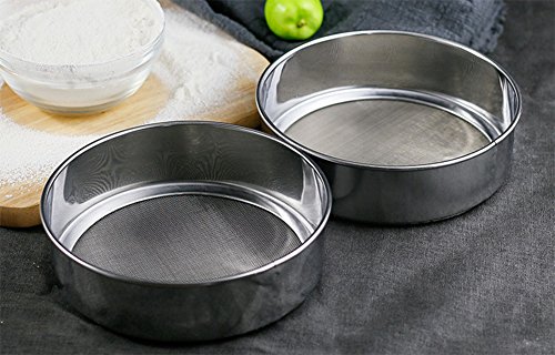 Chytaii 2pcs Tamiz de Harina Redonda Colador Cedazo Malla Harina de Acero Inoxidable Colador de Malla Tamiz Intercambiable Diámetro 15cm