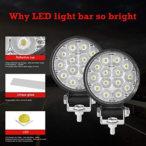 CICMOD 4 Pzs Faro LED Trabajo, 12V 24V 42W 6000lm Focos LED Tractor IP67 Impermeable per Off-Road SUV UTV ATV Camión Redondo