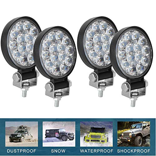 CICMOD 4 Pzs Faro LED Trabajo, 12V 24V 42W 6000lm Focos LED Tractor IP67 Impermeable per Off-Road SUV UTV ATV Camión Redondo