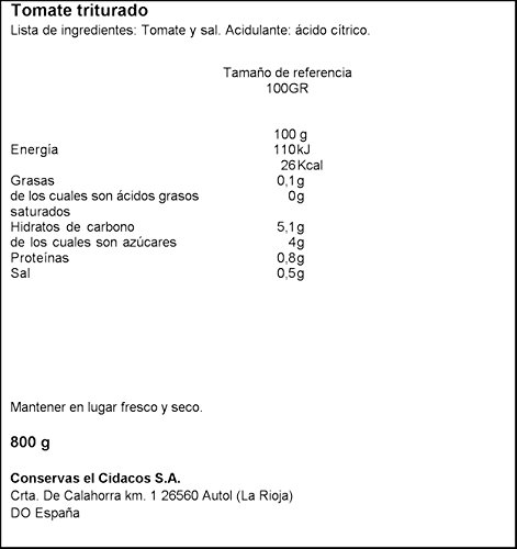 Cidacos - Tomate Triturado Extra, 800 g