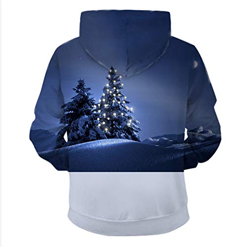 CIHXG Suéter de Navidad, Parejas Unisex Impresas en 3D con Capucha Feliz Navidad Mujeres de los Hombres de Manga Larga de la Blusa,C,S