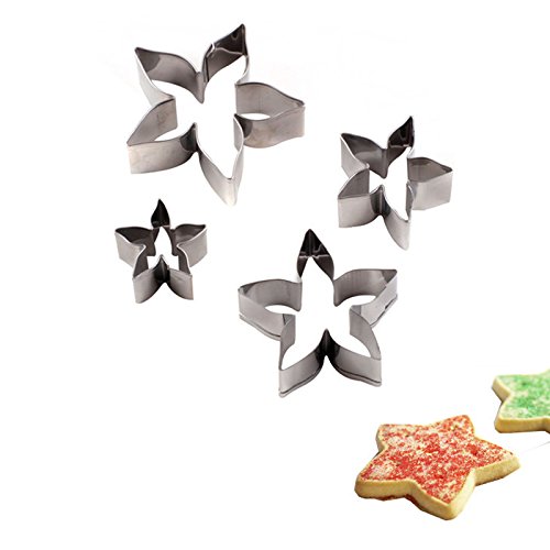 Cikuso 4pzs/Juego Molde de Decoracion de Torta de caliz de Flor Rosa Cortador de Galleta Fondant bizcocho de Acero Inoxidable Herramientas para Hornear de Boda